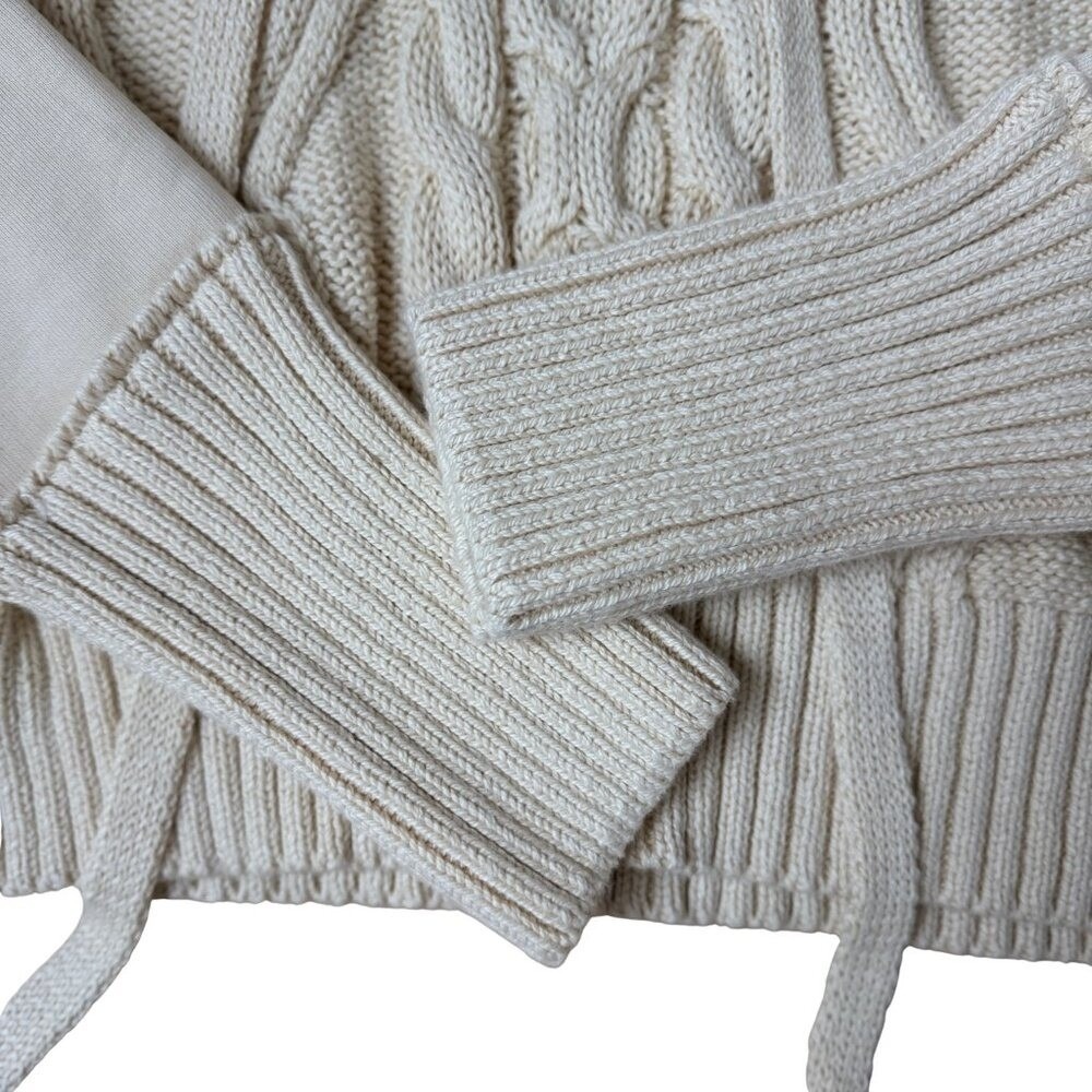 NWT ANTHROPOLOGIE Pilcro Sweater Chunky Cable Knit Collar Women's XS Cream - Picture 11 of 12